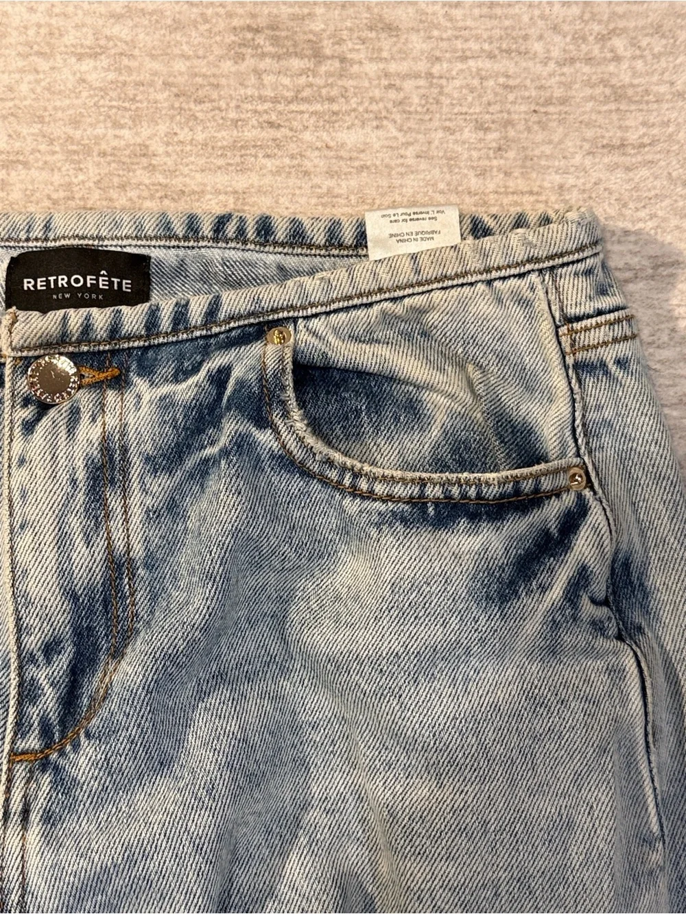 Retrofete Light Wash Distressed Wide Leg Jeans size 26 - Picture 6 of 12